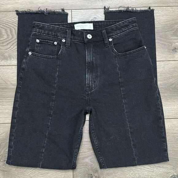 Abercrombie & Fitch The Skinny High Rise Split Raw Hem Black Stretch Jeans 27 - Picture 5 of 12